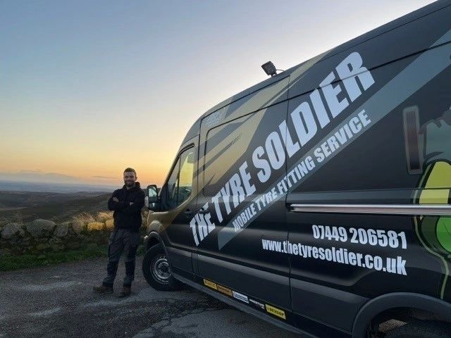 Matt Brown and Keri Peters — directors of The Tyre Soldier, mobile tyre fitting, Dundee, Scotland.